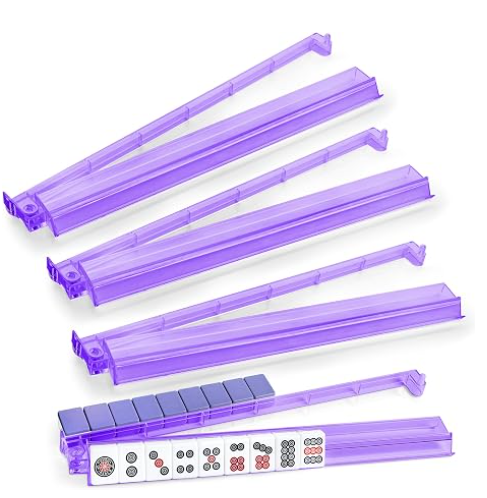 4-Piece Premium Acrylic Mahjong Racks with Built-in Pushers