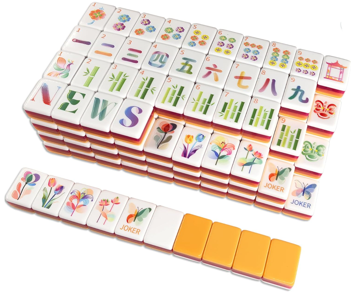Mahjong-Gradient-Design-Set-1.2-inch-160-Acrylic-High-Grade-Four-Layer-Orange-Mah-Jongg-Tiles