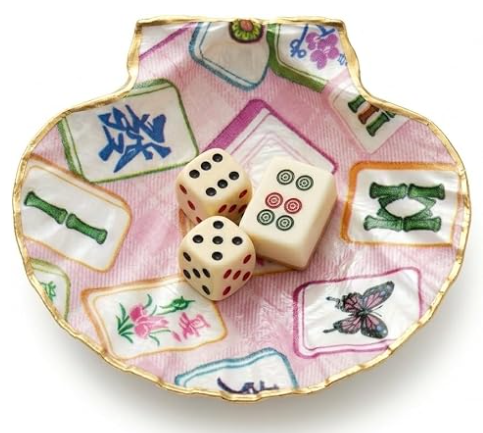 Mahjong Dice Dish, Pink Shell Shaped