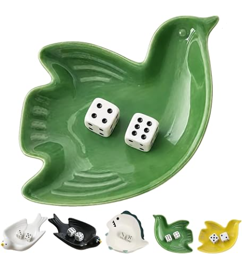 Mahjong Dice Dish Bird Ceramic Tile