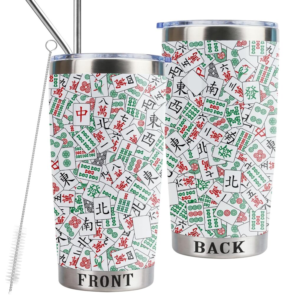 Mahjong-Themed-Stainless-Steel-Insulated-Tumbler