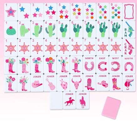 Arrowbash 160 Pcs Pink Cowgirl American Mahjong Tiles