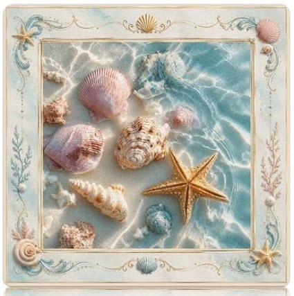 Beach Starfish Shell American Mahjong Table Mat