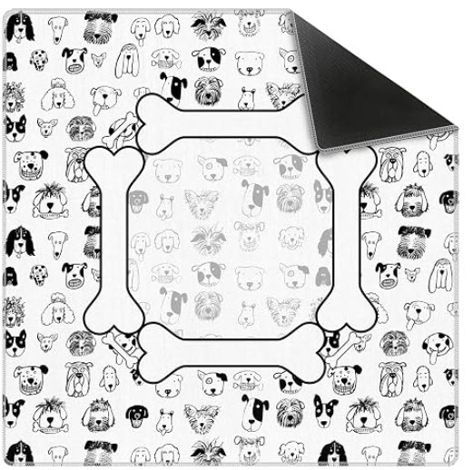 Black and White Dog Mahjong Mat