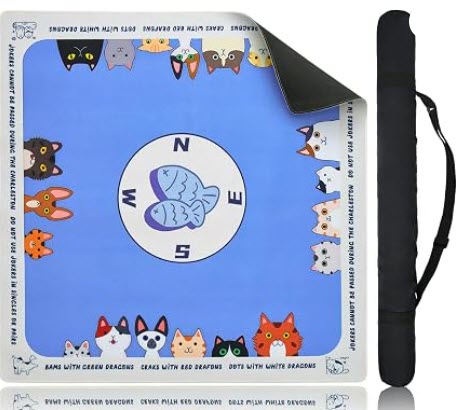 Cat Theme Blue Mahjong Mat