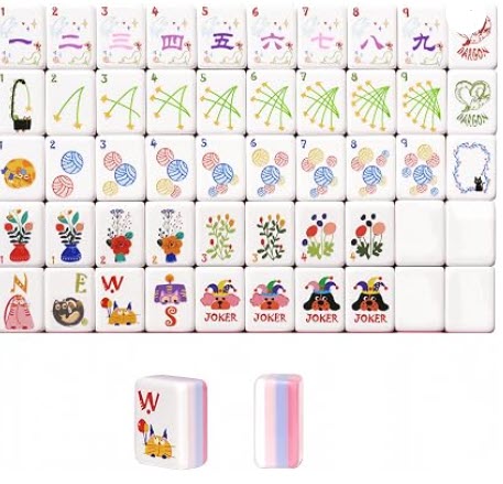 Cat Themed Mahjong Tiles 4 Layer Acrylic American Mahjong Tile Set