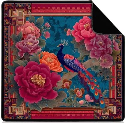 Chinoiserie Preppy Peacock Mahjong Mat