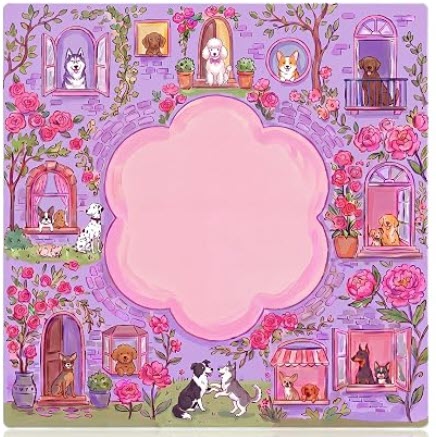 Colorful Dog Mahjong Mat with Bag