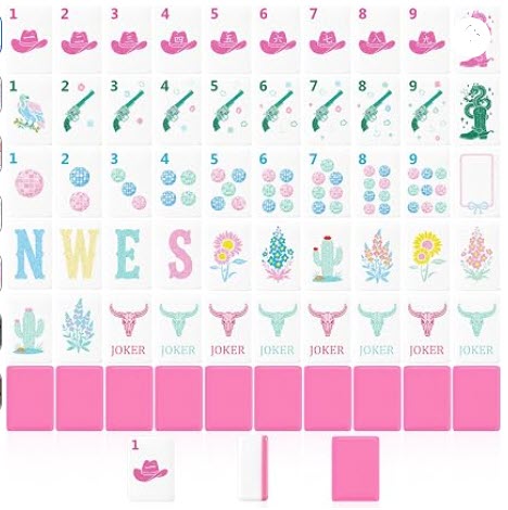 Disco Western Cowboy Cowgirl Engraved American Mahjong Tile Set