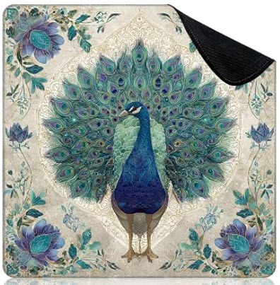 Elegant Chinoiserie Peacock Design Mahjong Mat