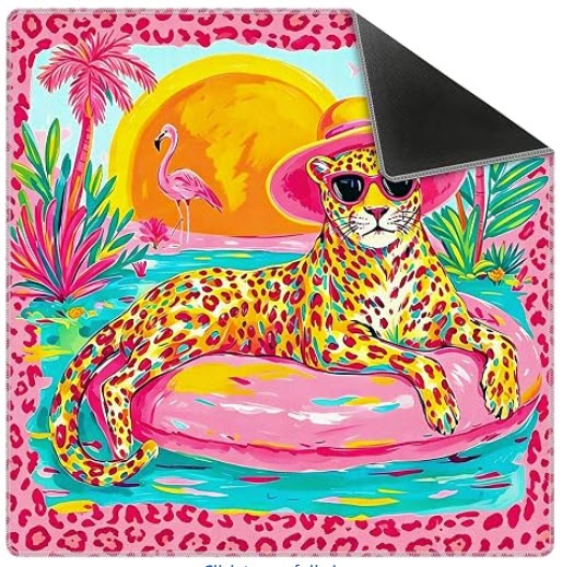 Hot Pink Tropical Leopard Mahjong Mat