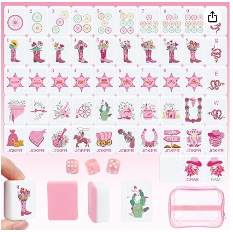 Mini Travel Size Western Cowgirl Mahjong Tiles