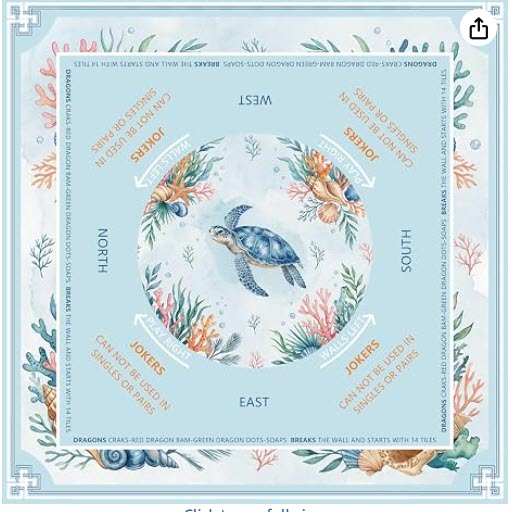 Ocean Sea Turtle Design Mahjong Mat