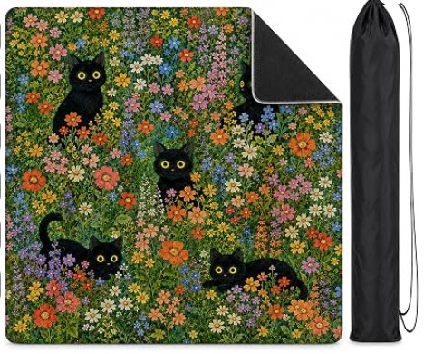 Wildflower Black Cat Mahjong Mat
